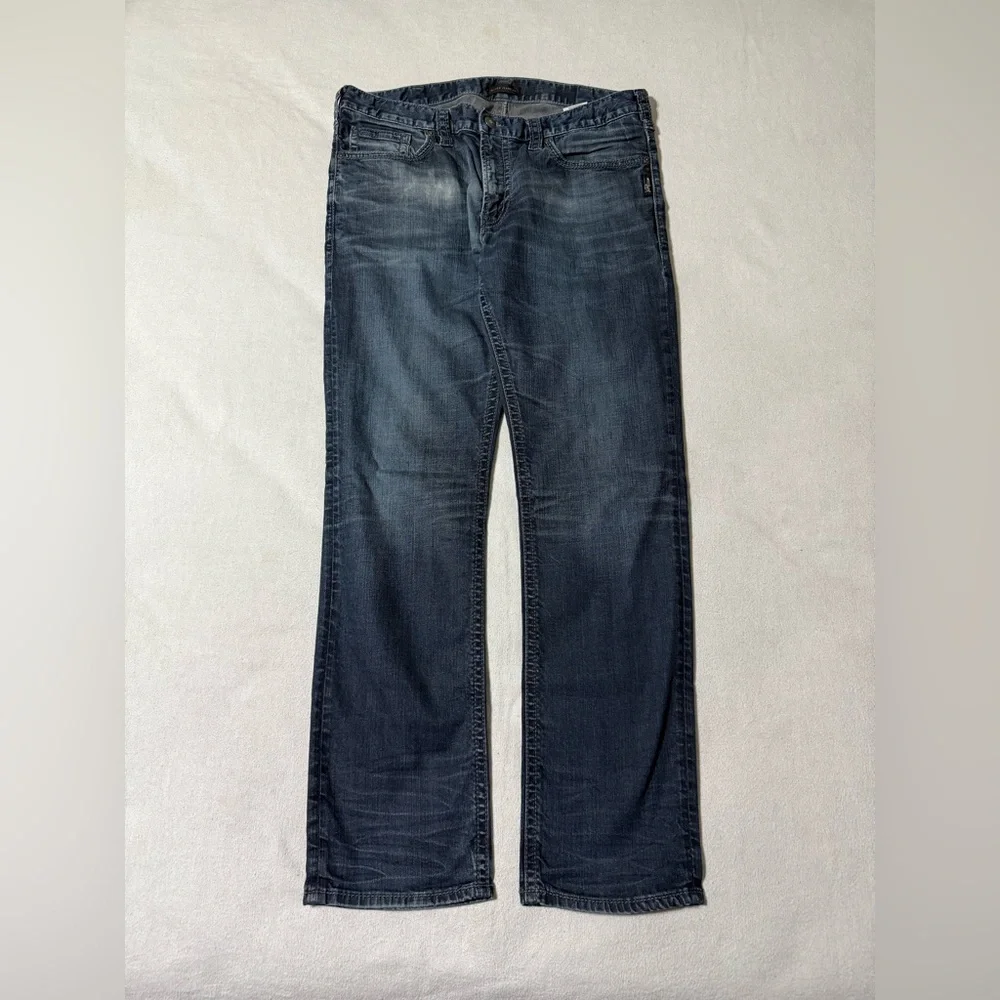 Silver Konrad Jeans Mens 36x31 Slim Fit Straight Blue Denim‎ Dark Wash